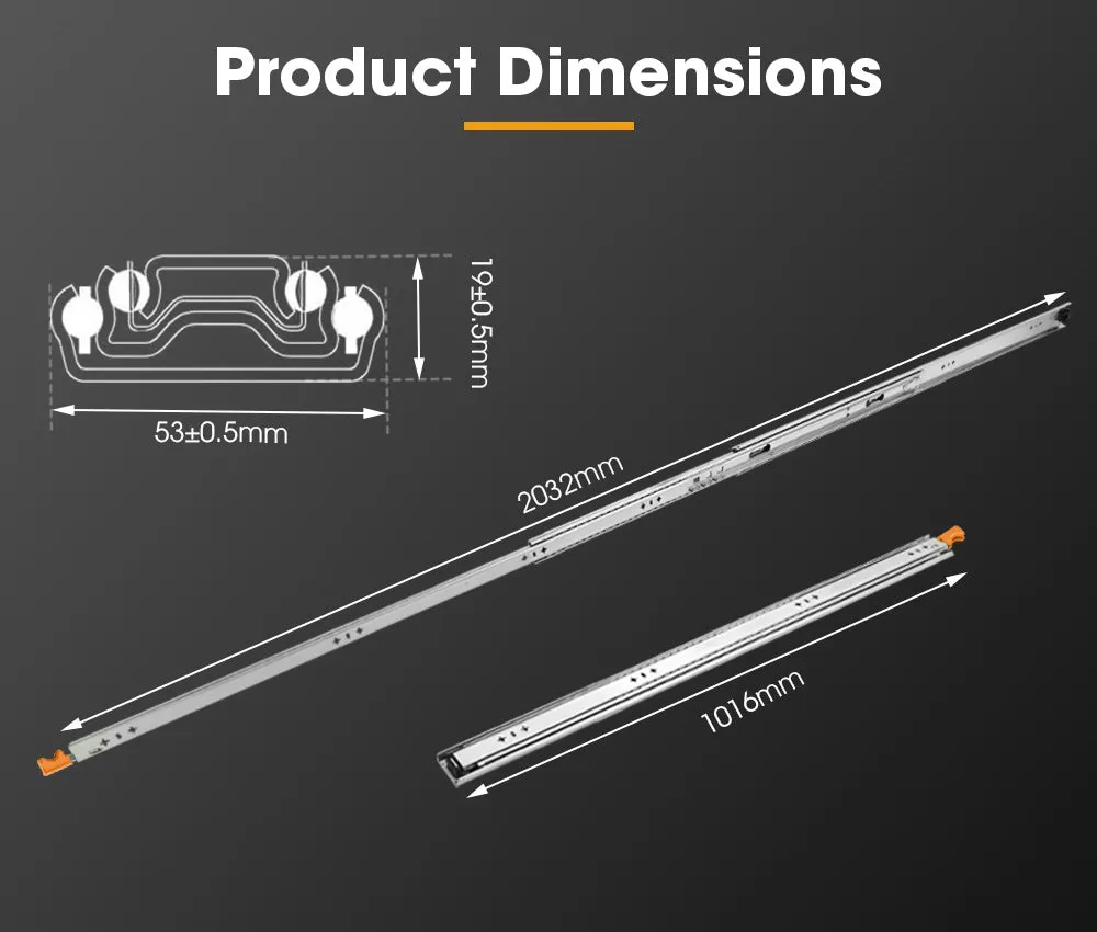 125kg Locking Drawer Slides / Runners 1016mm 4wd Trailer Fridge Draw