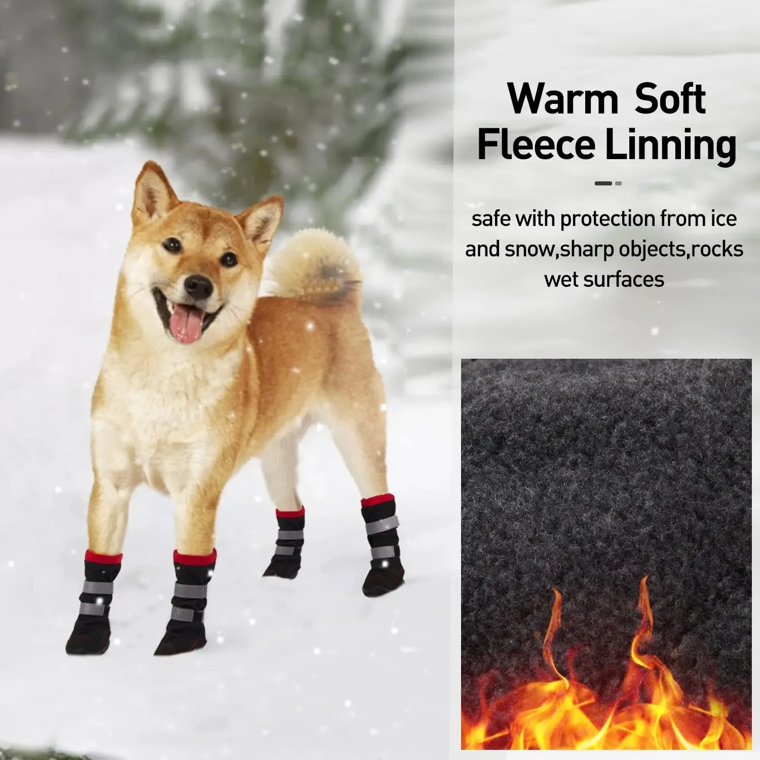 Anniepaw Nonslip Outdoor High Boots For Small Medium Large Dog Winter Dog Snow Boots Waterproof Reflective Paw Protector Pet Snow Booties