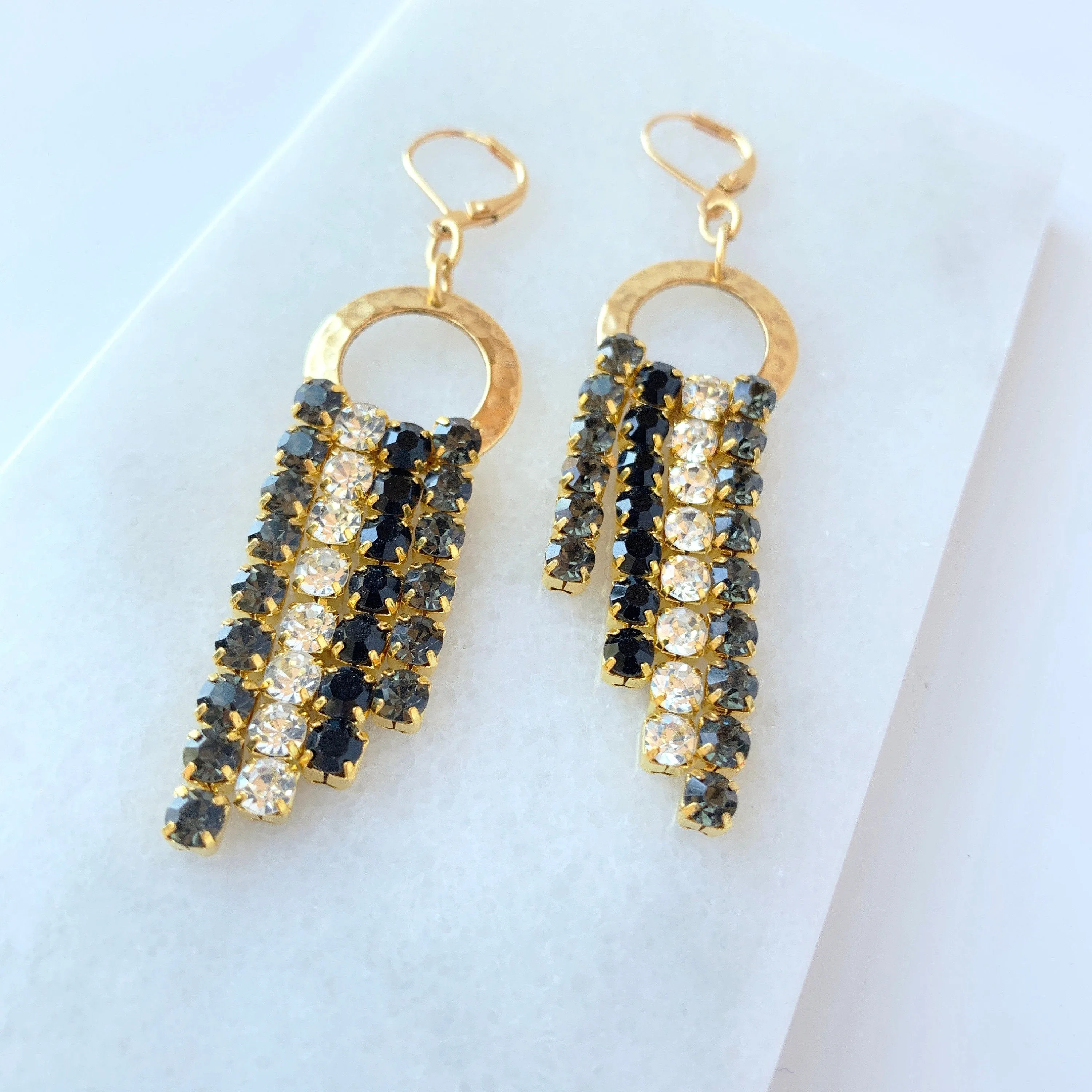 Black Tie Affair Rhinestone Fringe Statement Earrings