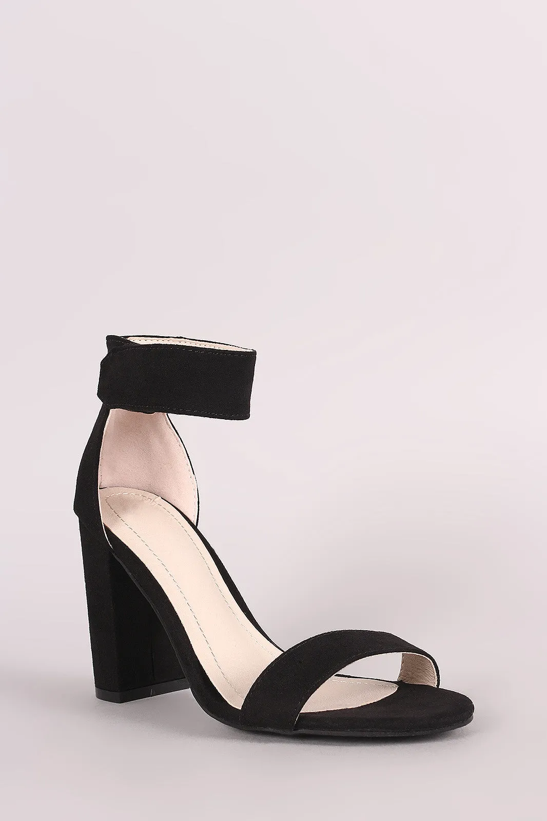 Breckelle Suede Ankle Strap Chunky Heel