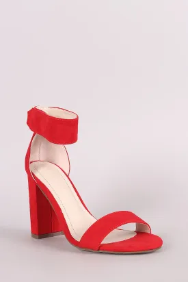 Breckelle Suede Ankle Strap Chunky Heel