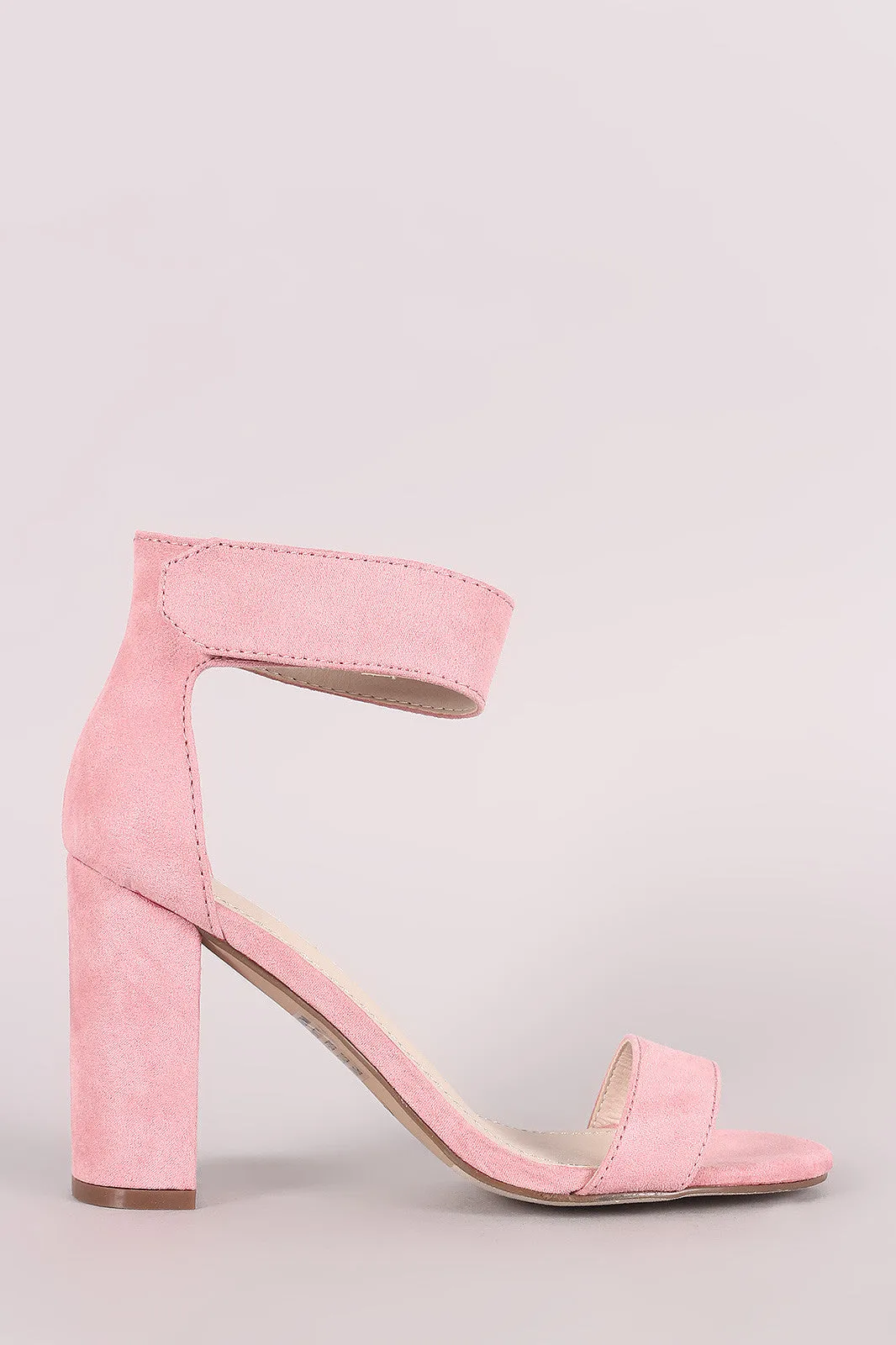 Breckelle Suede Ankle Strap Chunky Heel