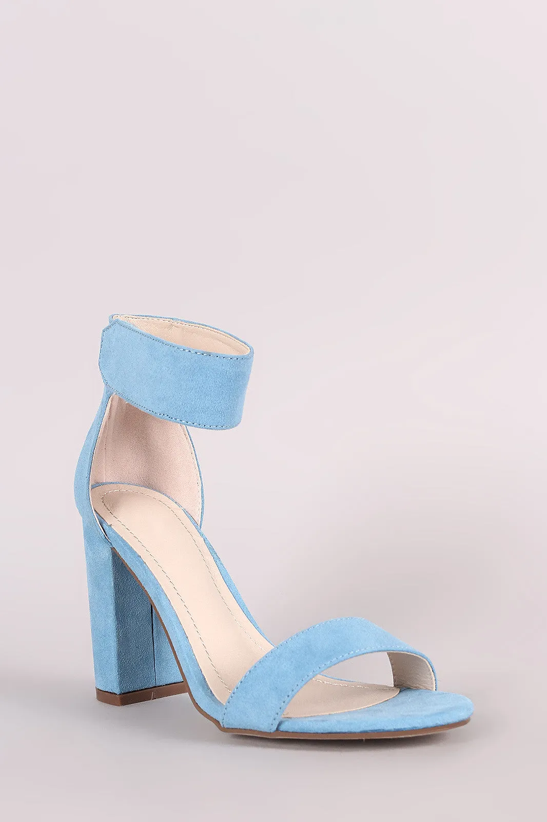 Breckelle Suede Ankle Strap Chunky Heel