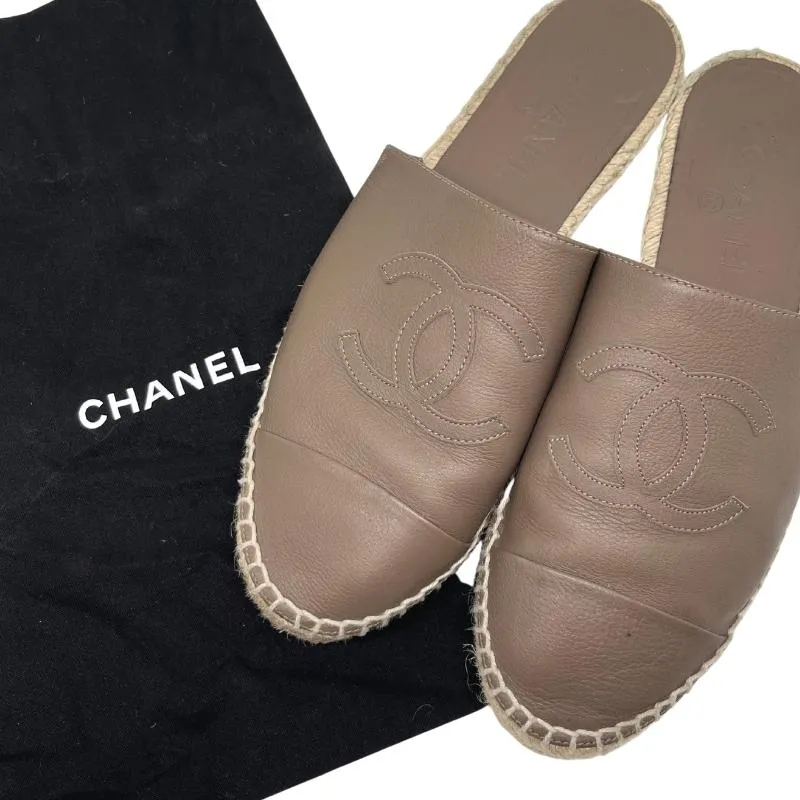 Chanel Interlocking CC Logo Slip On Espadrilles