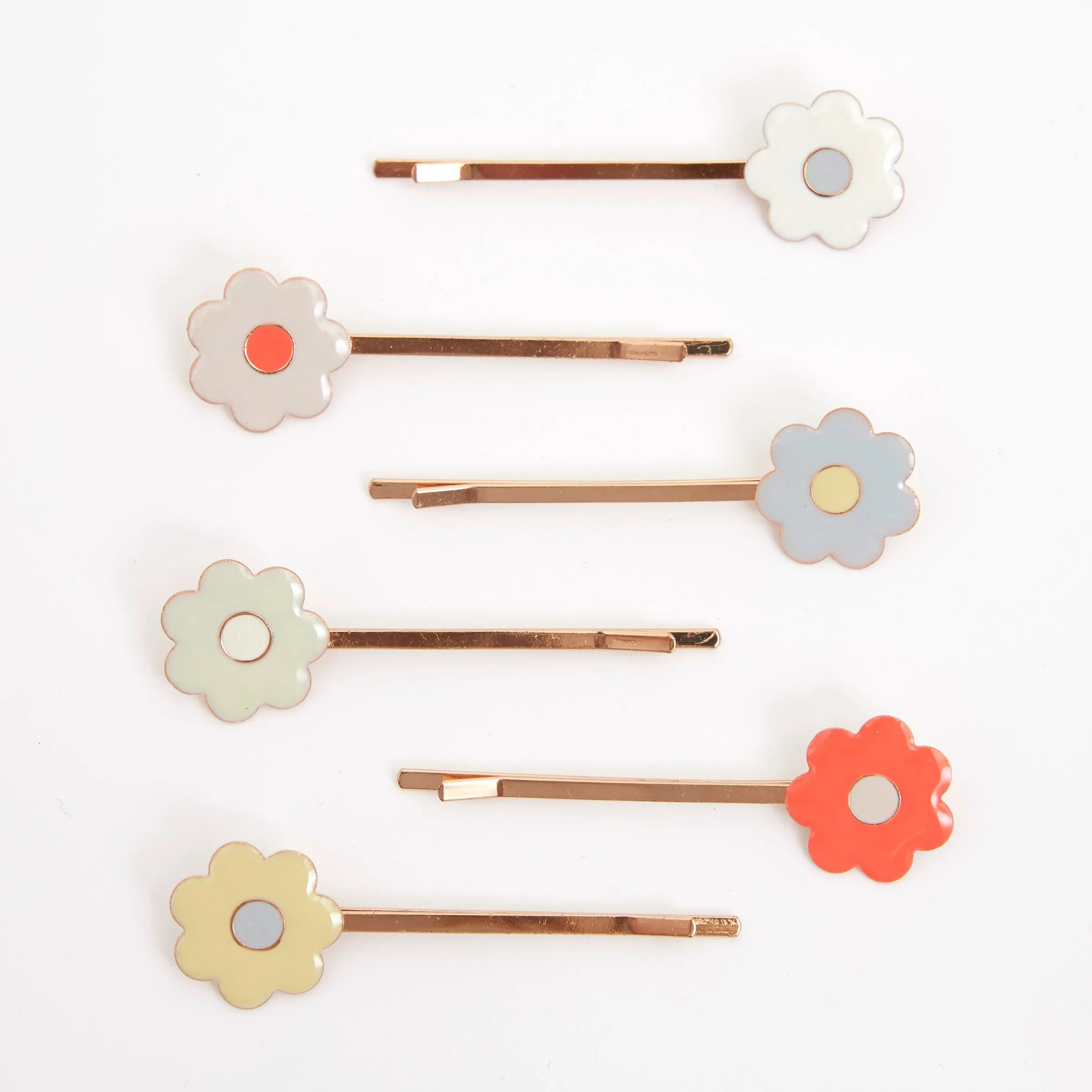 Daisy Enamel Hair Slides (x 6)