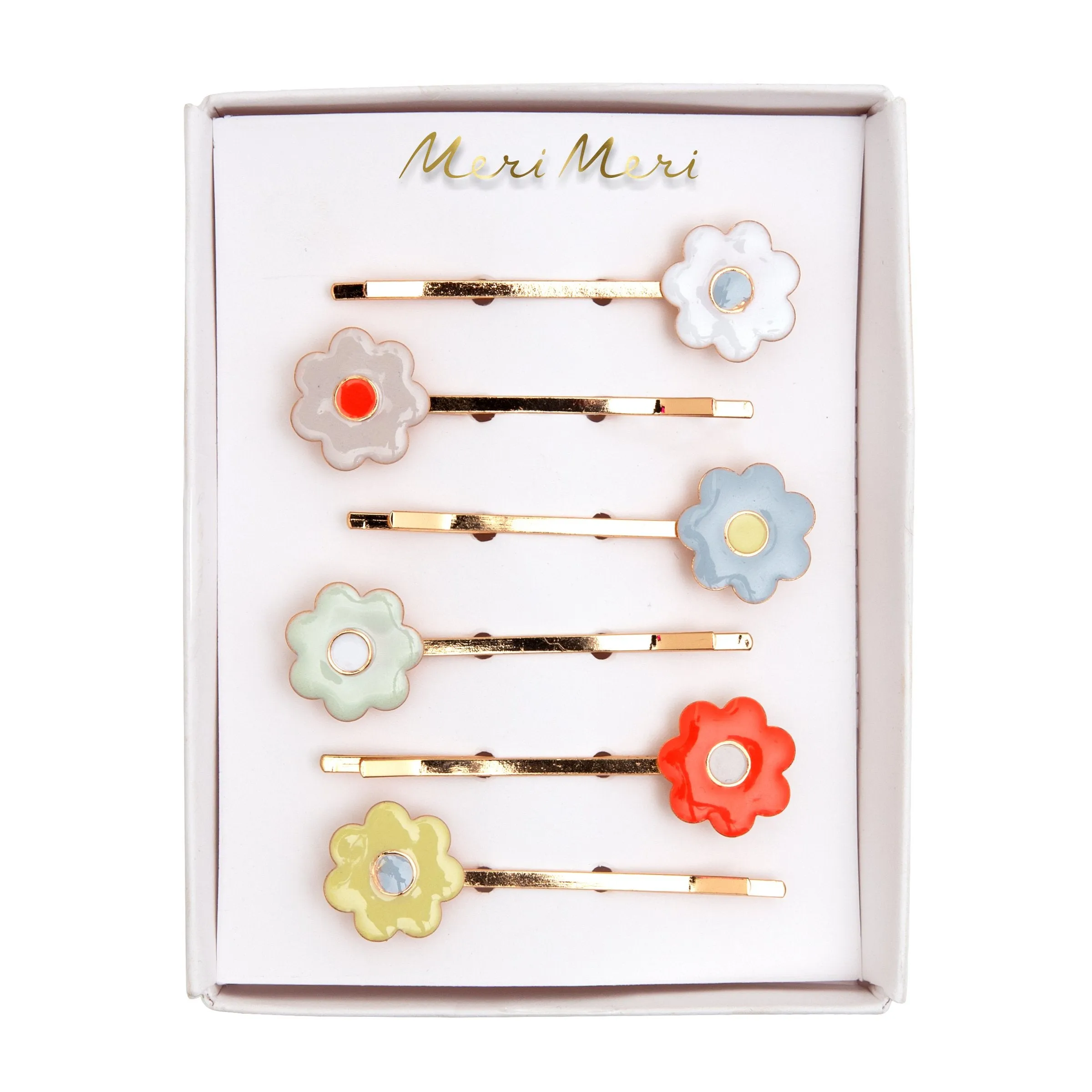 Daisy Enamel Hair Slides (x 6)