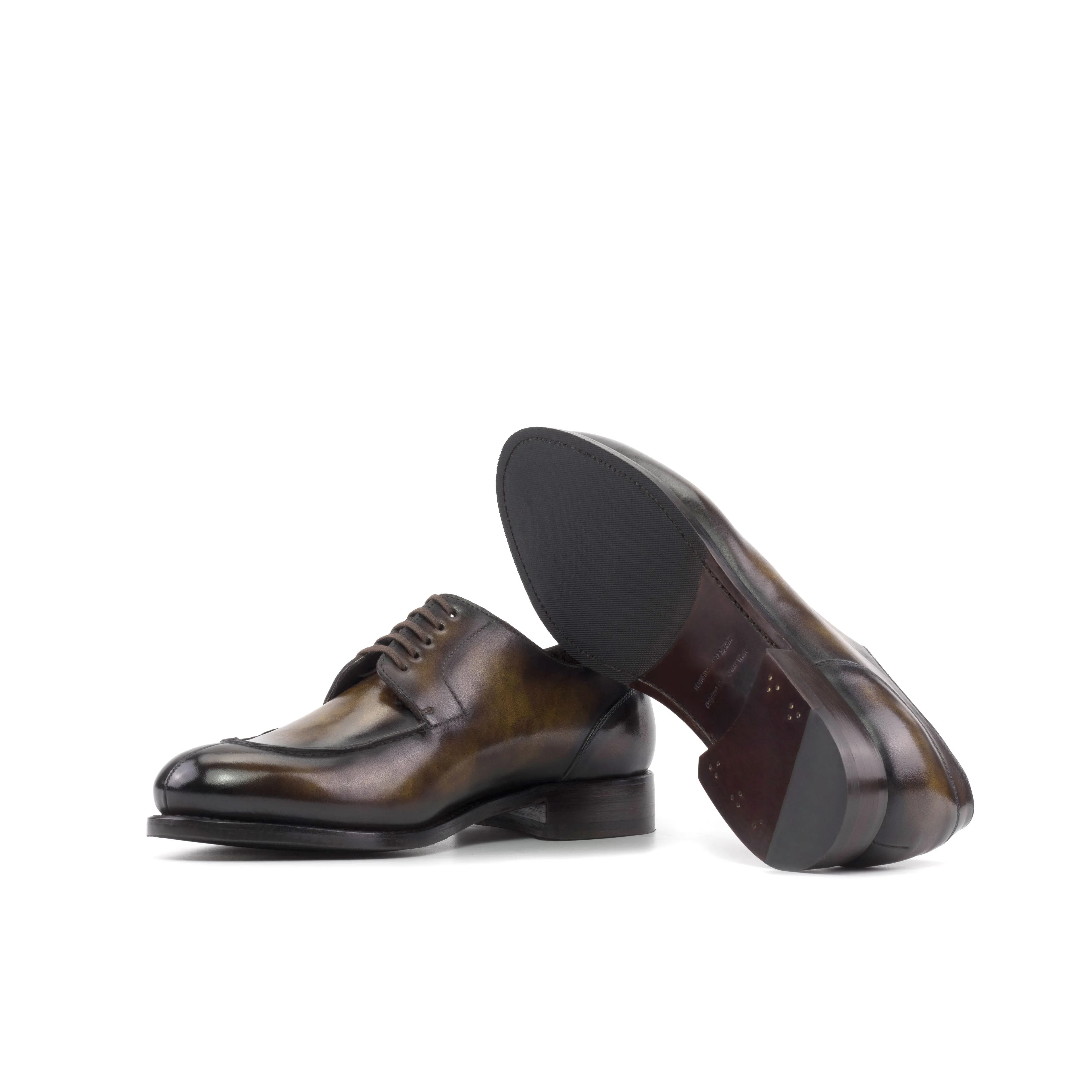 DapperFam Lorenzo in Tobacco Men's Hand-Painted Patina Derby Split Toe