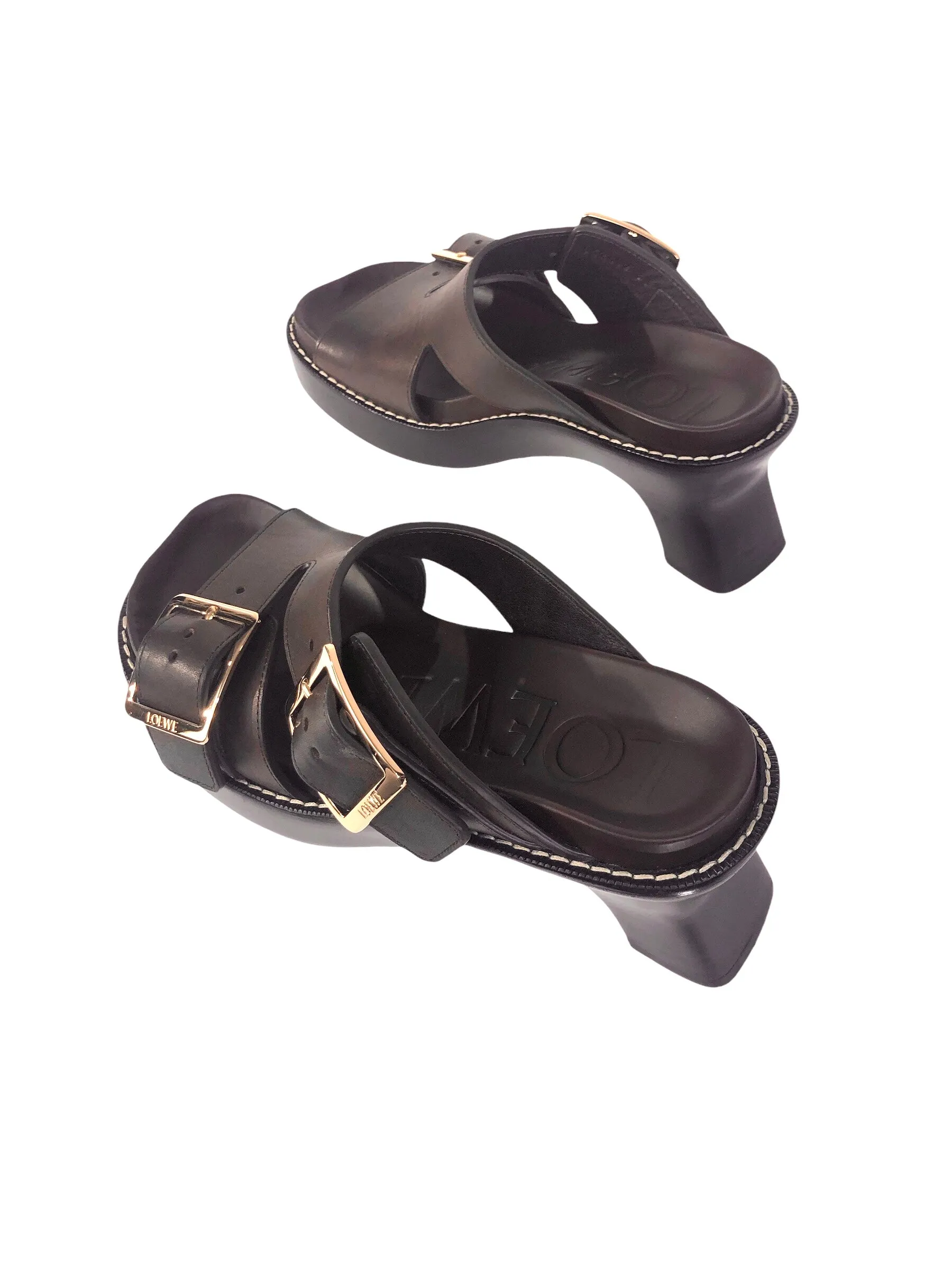 Easy Heel 90mm Leather Slides | Size US 8 - IT 38