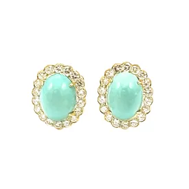 Elegant Turquoise and Diamond Cluster Earrings