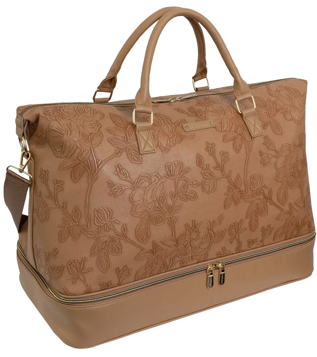 Ellen Tracy 20 Inch Floral Embossed Drop Bottom Duffel