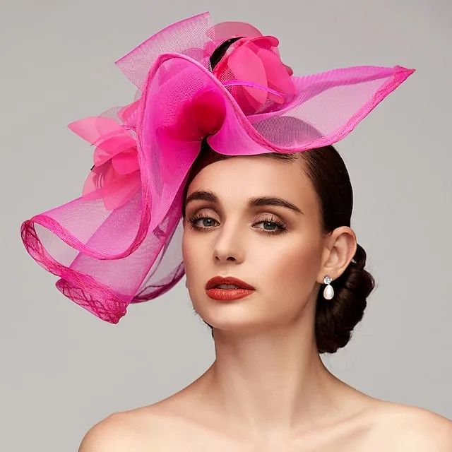 Flowers Feather Headpiece Kentucky Derby Hat