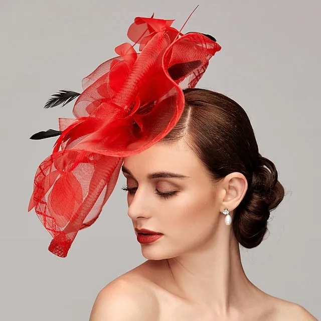 Flowers Feather Headpiece Kentucky Derby Hat