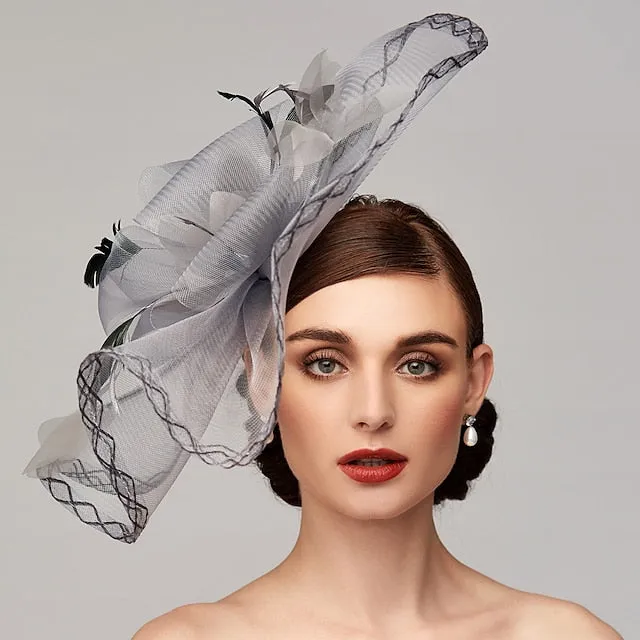 Flowers Feather Headpiece Kentucky Derby Hat