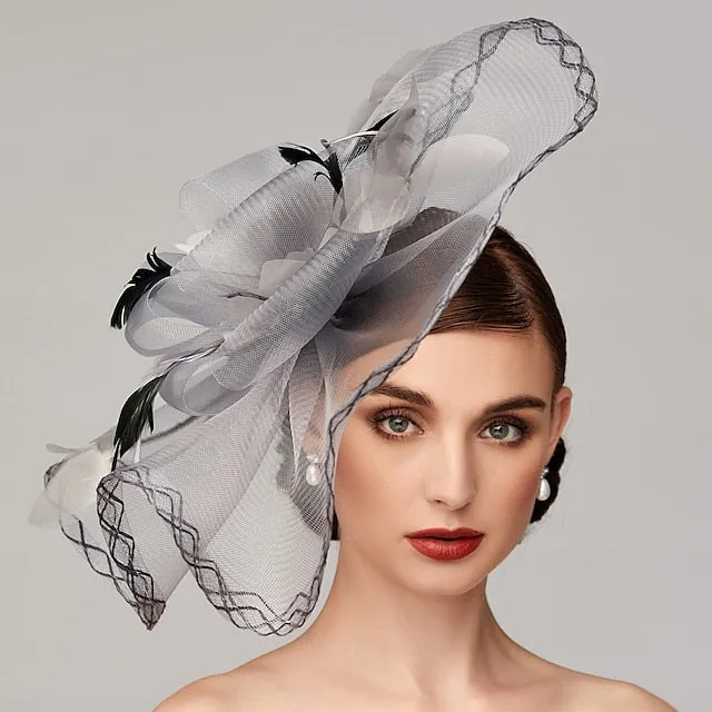 Flowers Feather Headpiece Kentucky Derby Hat