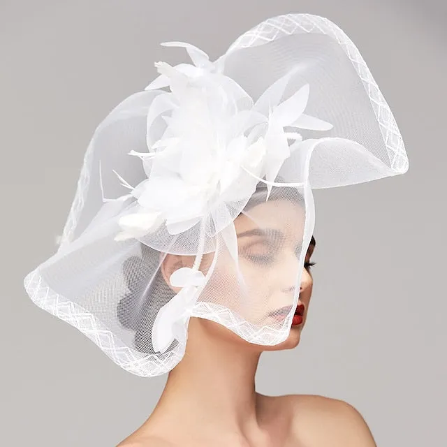 Flowers Feather Headpiece Kentucky Derby Hat