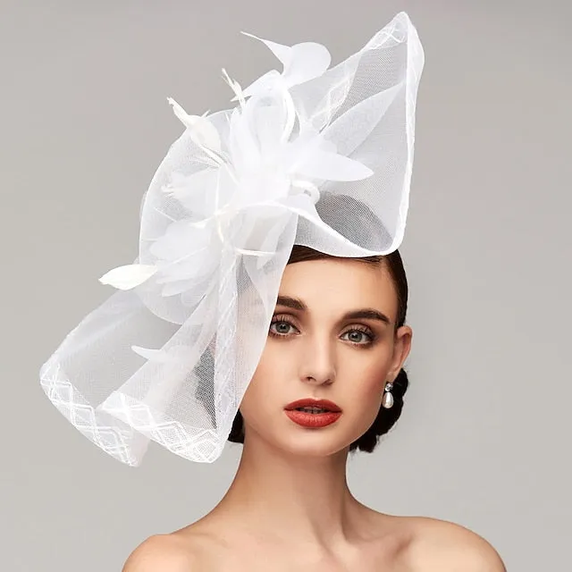 Flowers Feather Headpiece Kentucky Derby Hat