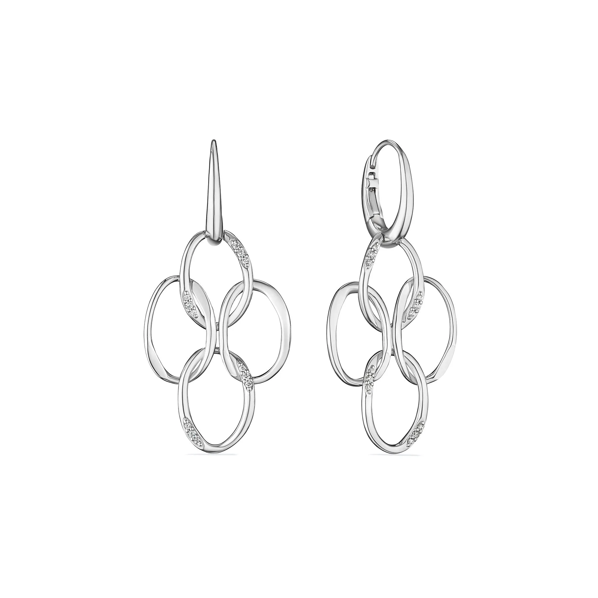 Gaia Chandelier Drop Hoop Earrings with Diamonds