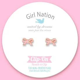 Girl Nation - CLIP ON Cutie Earrings- Pretty Pink Bow