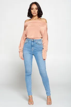 Jenna Multiway Self-Tie Peach One Shoulder Bodysuit