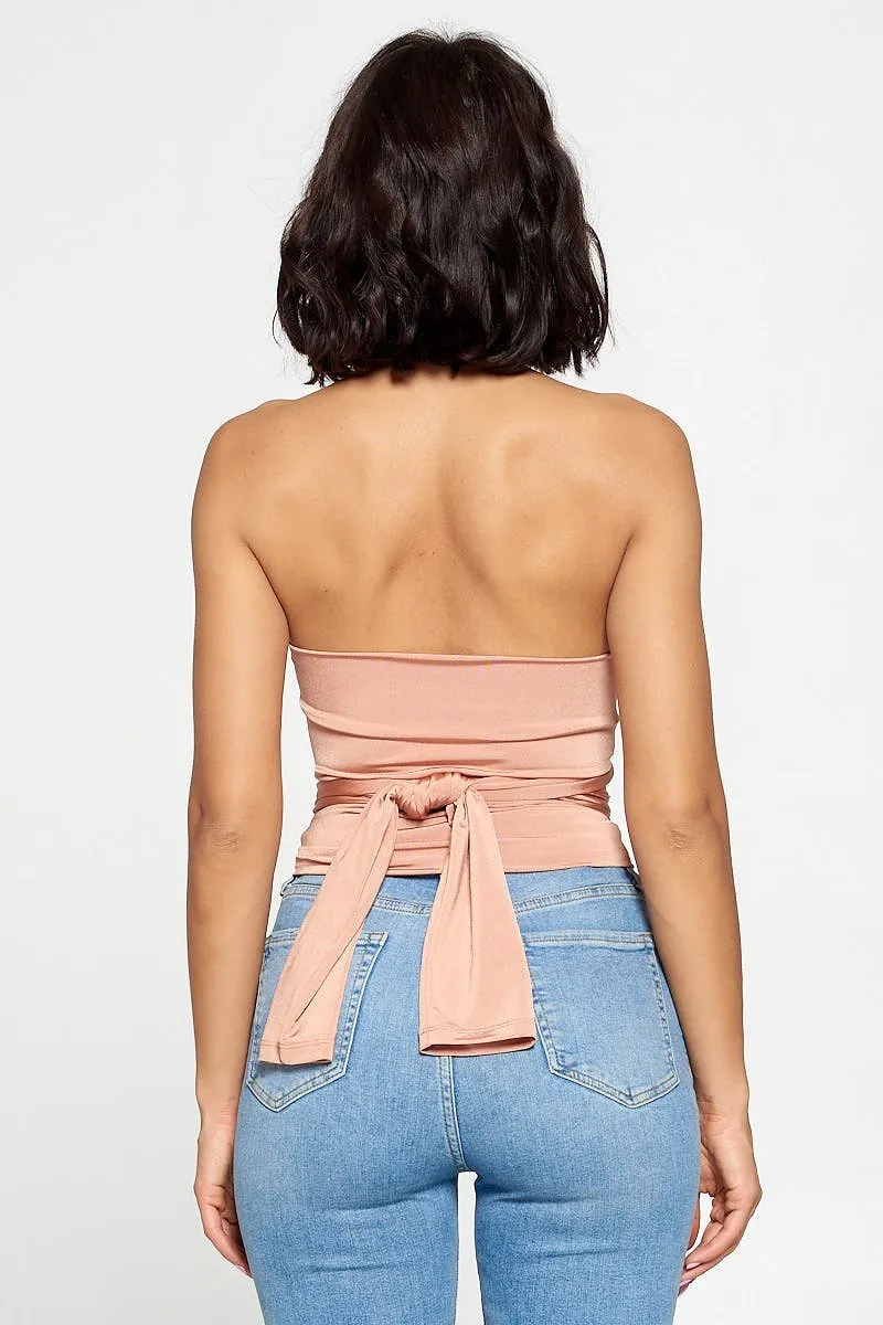 Jenna Multiway Self-Tie Peach One Shoulder Bodysuit