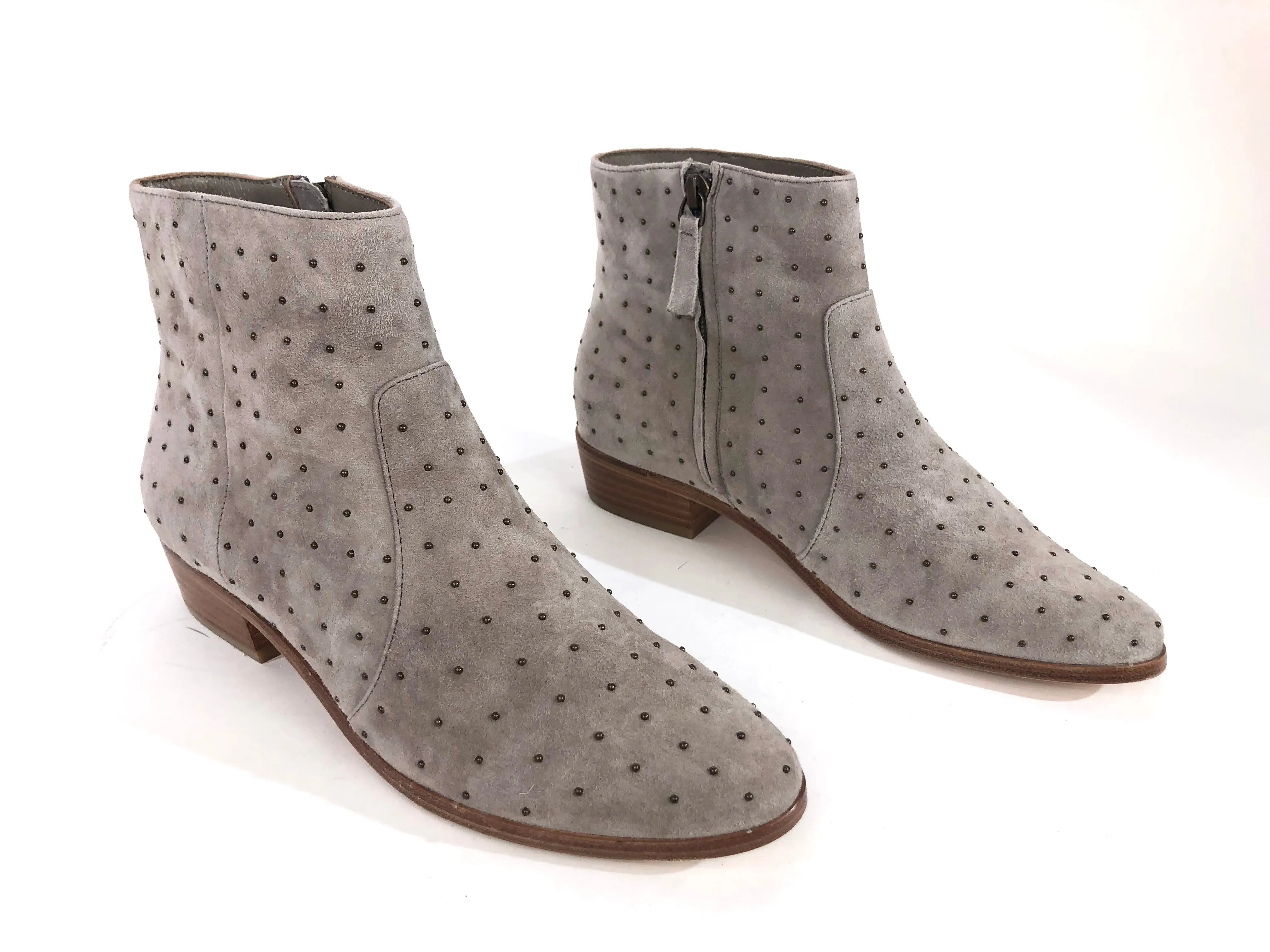 Lacole Gravel Grey Suede Booties | Size 7.5