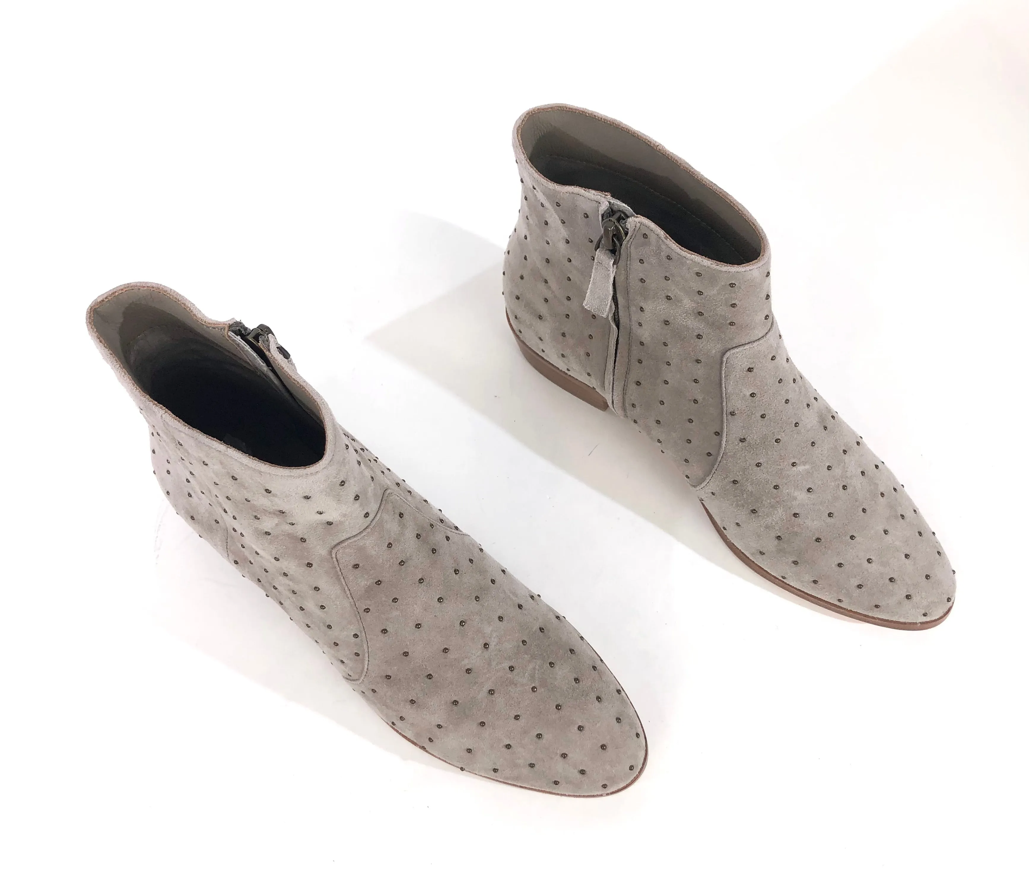 Lacole Gravel Grey Suede Booties | Size 7.5