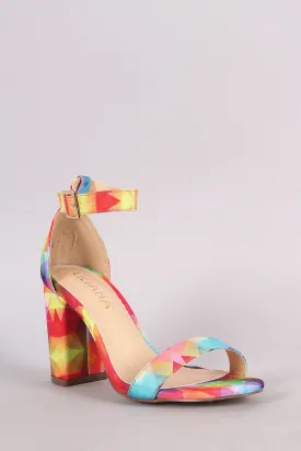 Liliana Kaleidoscope Ankle Strap Open Toe Chunky Heel