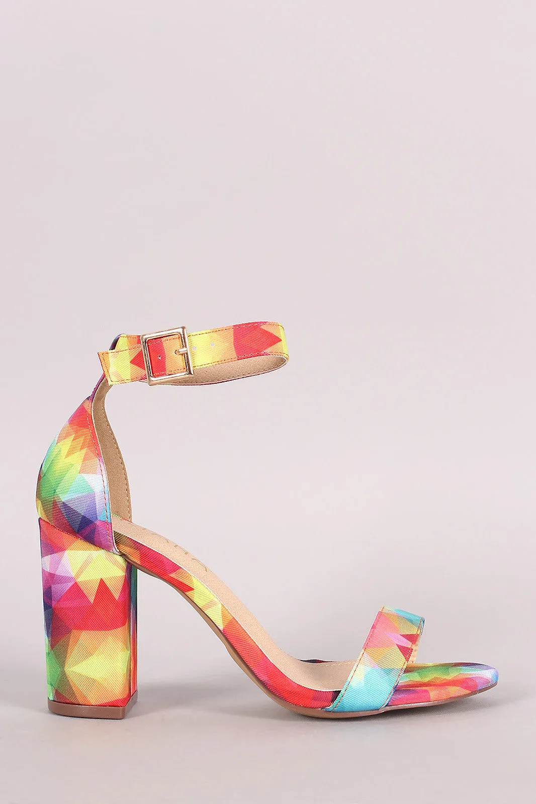 Liliana Kaleidoscope Ankle Strap Open Toe Chunky Heel