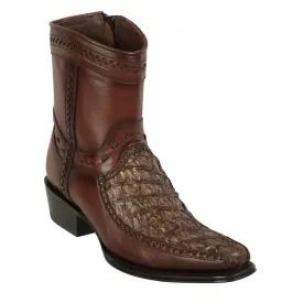 Los Altos Boots Mens #76BF1085 Low Shaft European Square Toe | Genuine Piraruccu Leather Boots | Color Bustic Brown