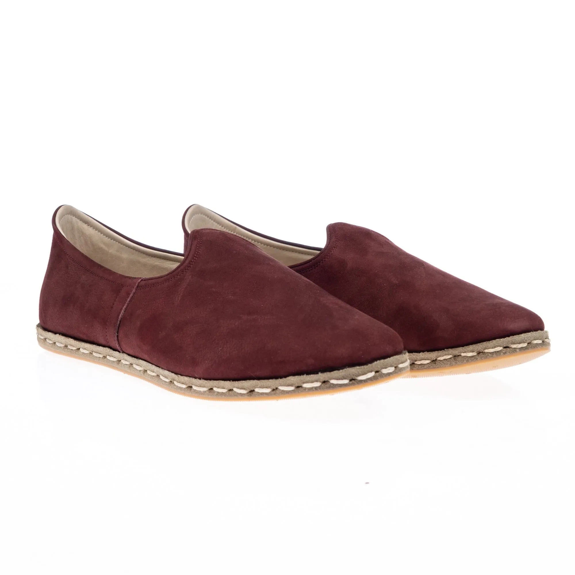 Men's Burgundy Slip On Shoes