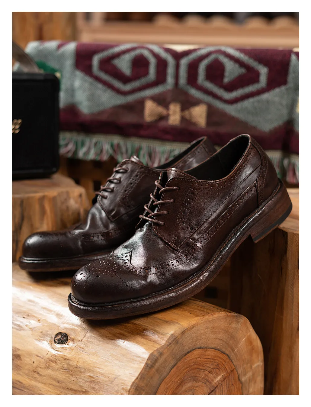 Men's Leather Brogue Derby Shoes