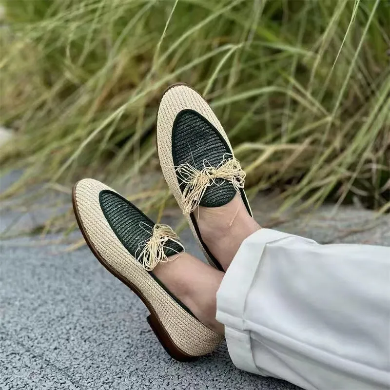 Men's Linen Tassel Loafers