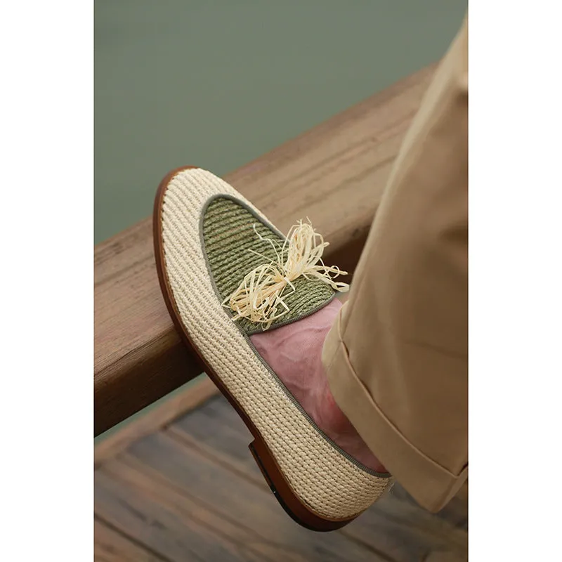 Men's Linen Tassel Loafers