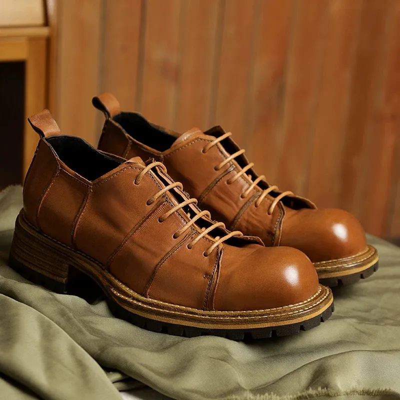 Men's Washed Derby Shoes Line Decoration