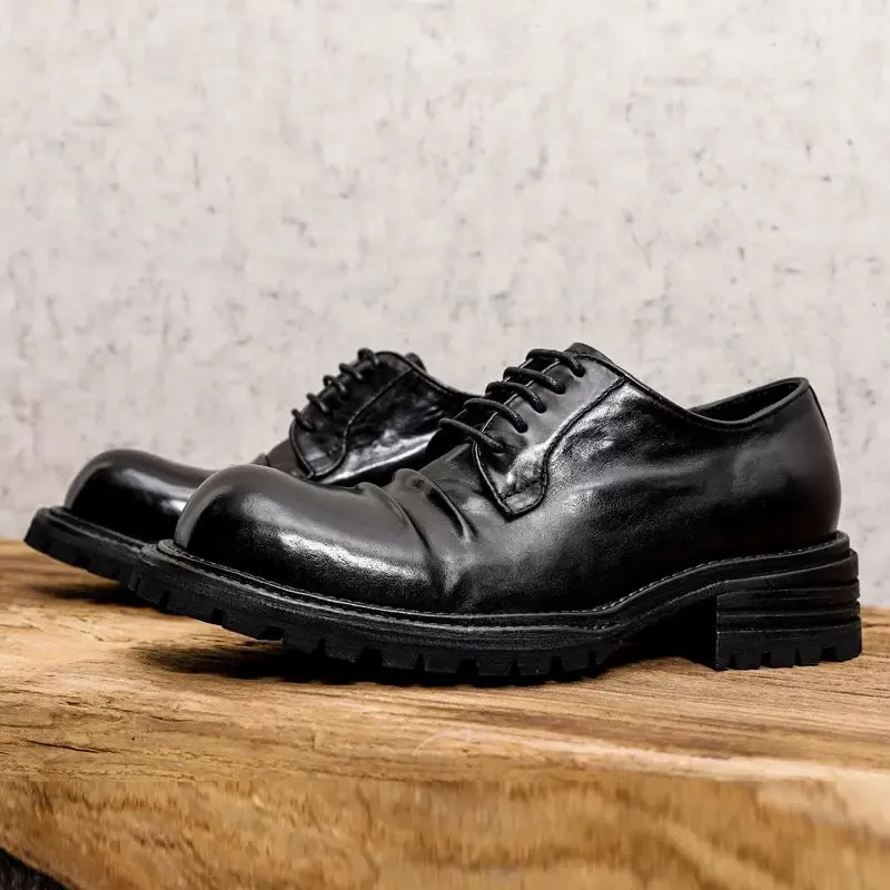 Men's Washed Pleated Derby Shoes