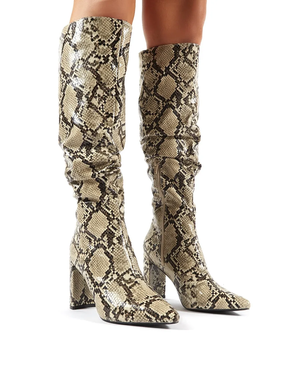 Mine Snakeskin Knee High Boots