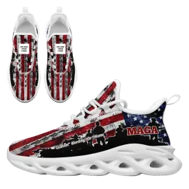 Personalized America Flag Sneakers, Custom MAGA Patriotic Shoes, Comfortable Running Shoes