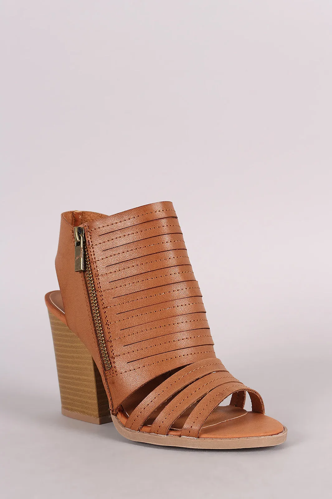 Qupid Slashed Chunky Mule Heel