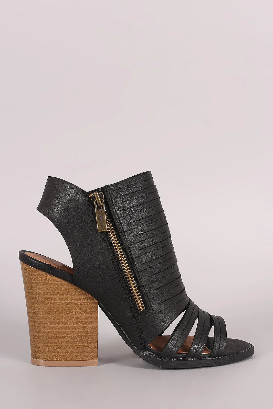 Qupid Slashed Chunky Mule Heel