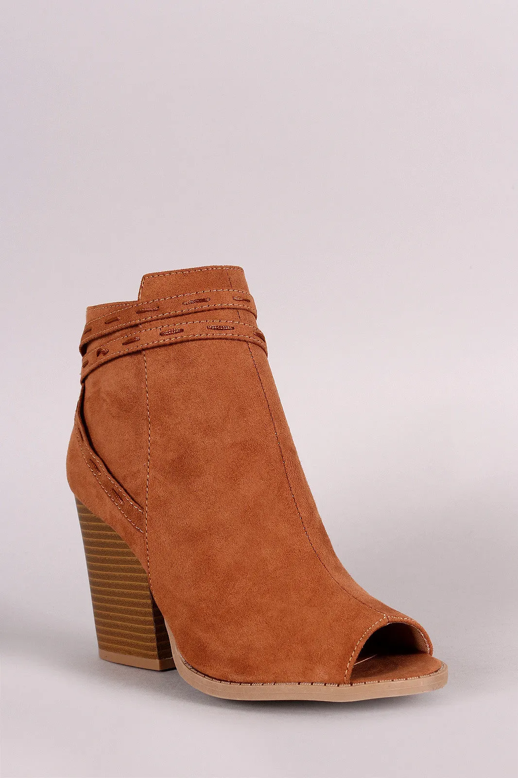 Qupid Wrap Tassel Peep Toe Booties