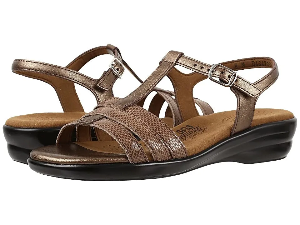 SAS Women's Capri Bronze Snake T-Strap Sandal-CAPRI232-Made in USA-Brandy's Shoes