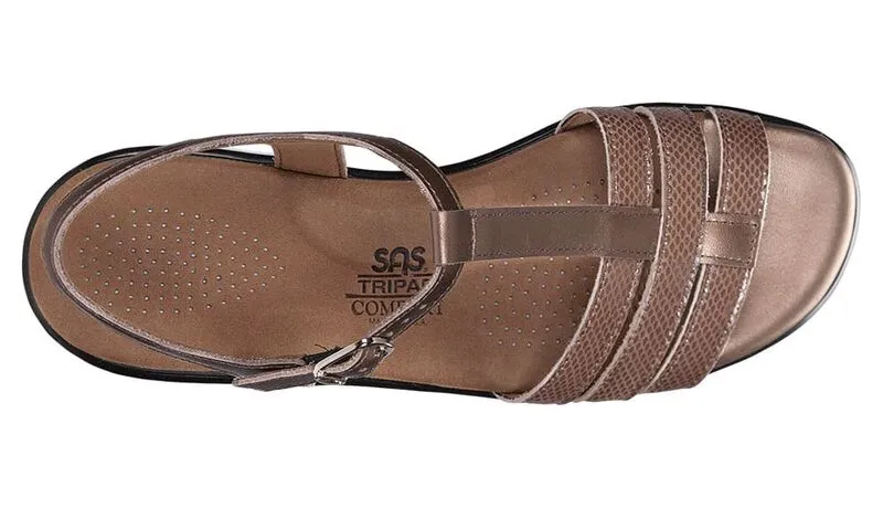 SAS Women's Capri Bronze Snake T-Strap Sandal-CAPRI232-Made in USA-Brandy's Shoes