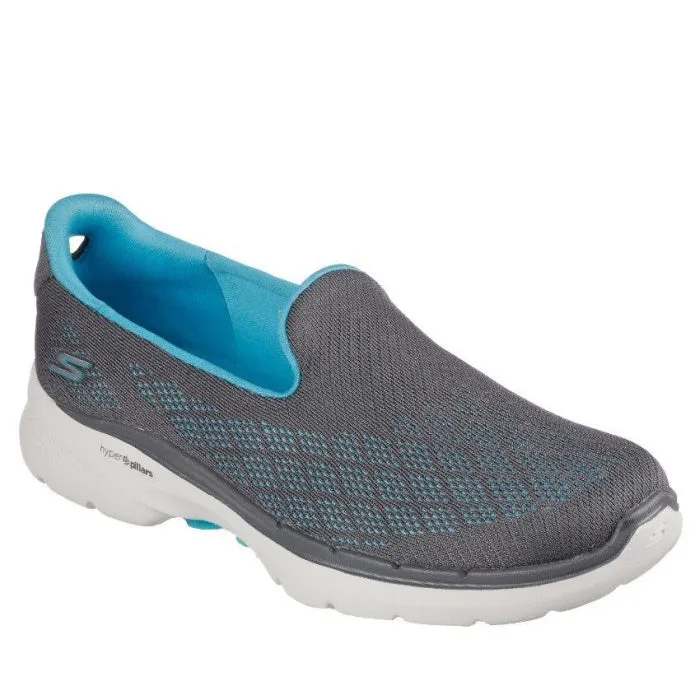 Skechers Go Walk 6 Cosmic Force Charcoal Aqua Slip On Clearance