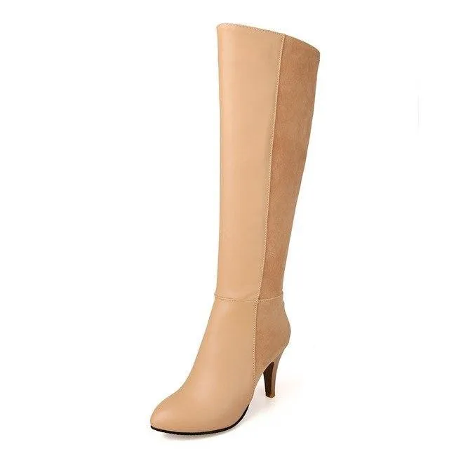 Thin high heel knee-high boots