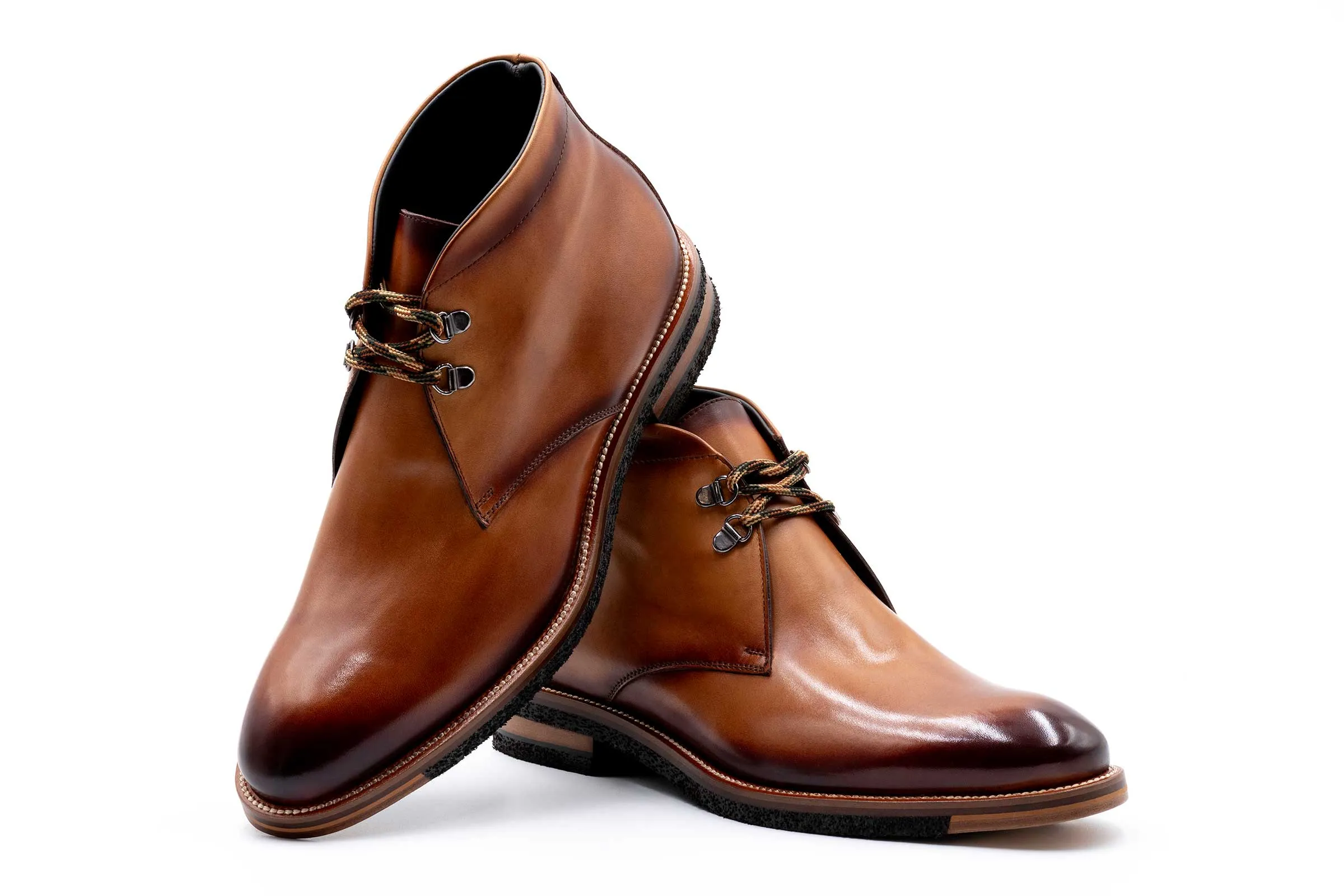 Tuscan Italian Calf Leather Chukka Boots - Whiskey