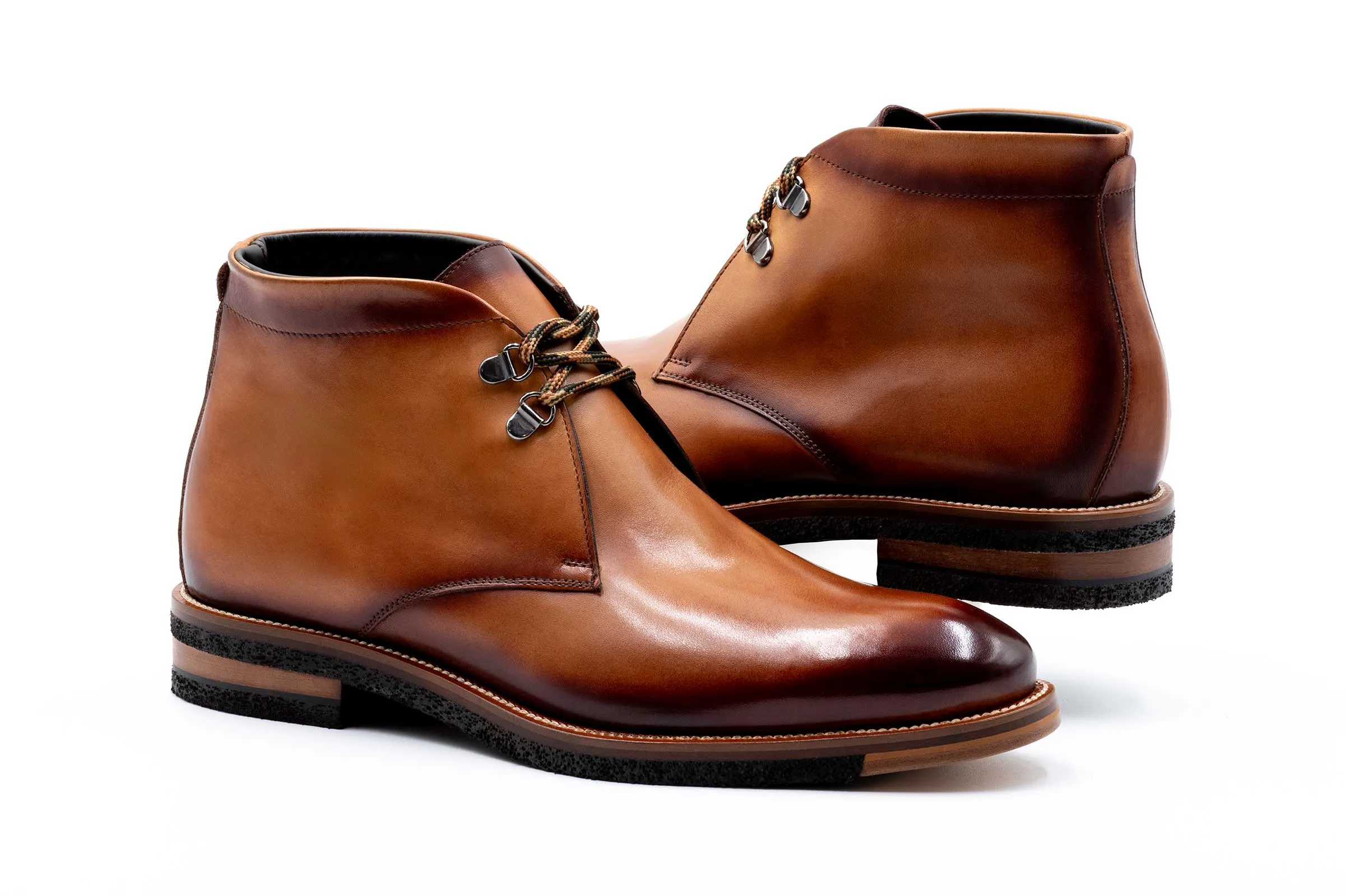 Tuscan Italian Calf Leather Chukka Boots - Whiskey