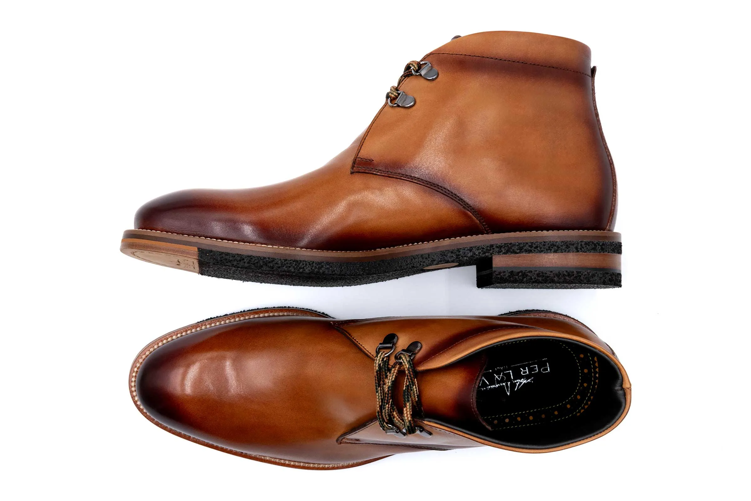 Tuscan Italian Calf Leather Chukka Boots - Whiskey