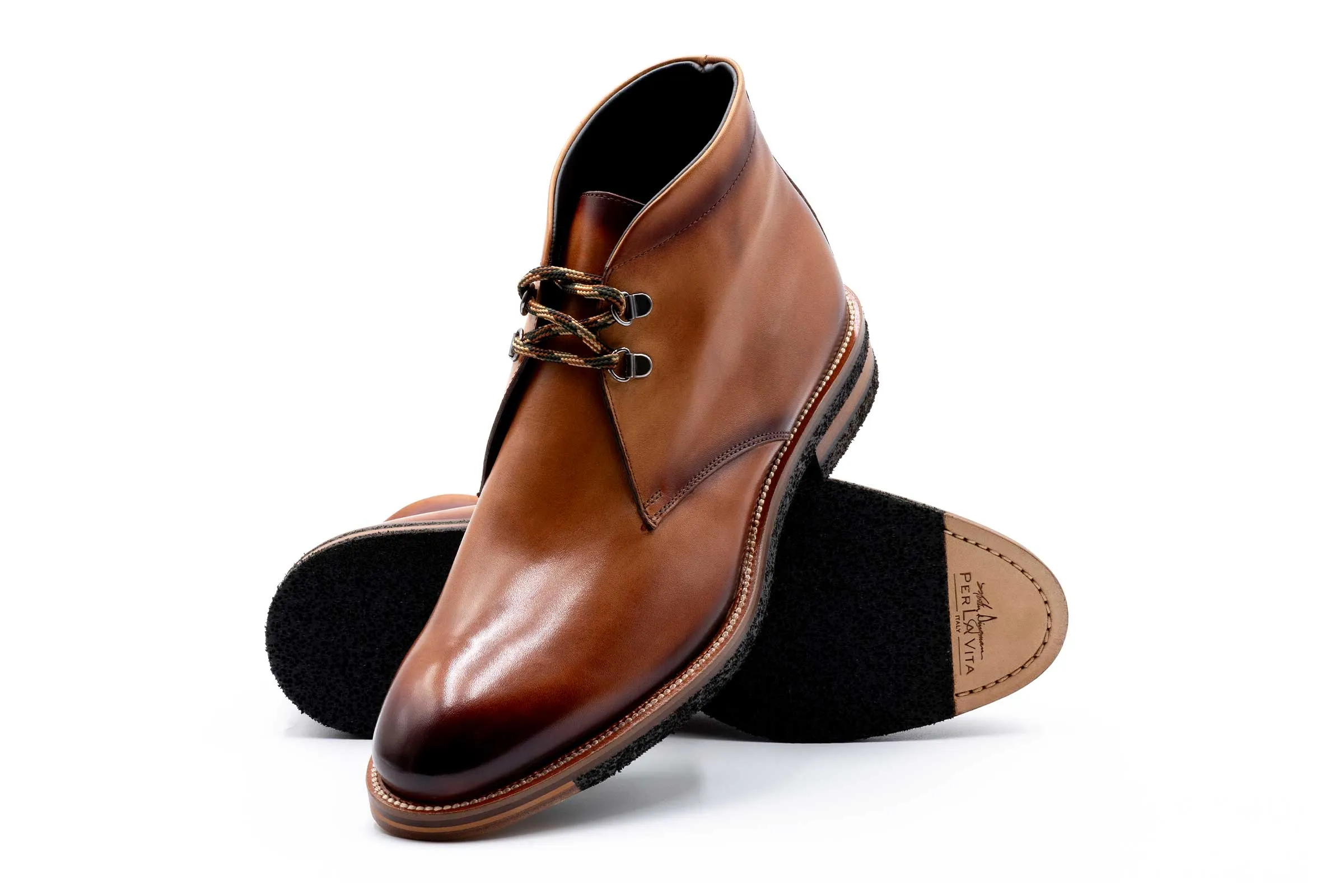 Tuscan Italian Calf Leather Chukka Boots - Whiskey