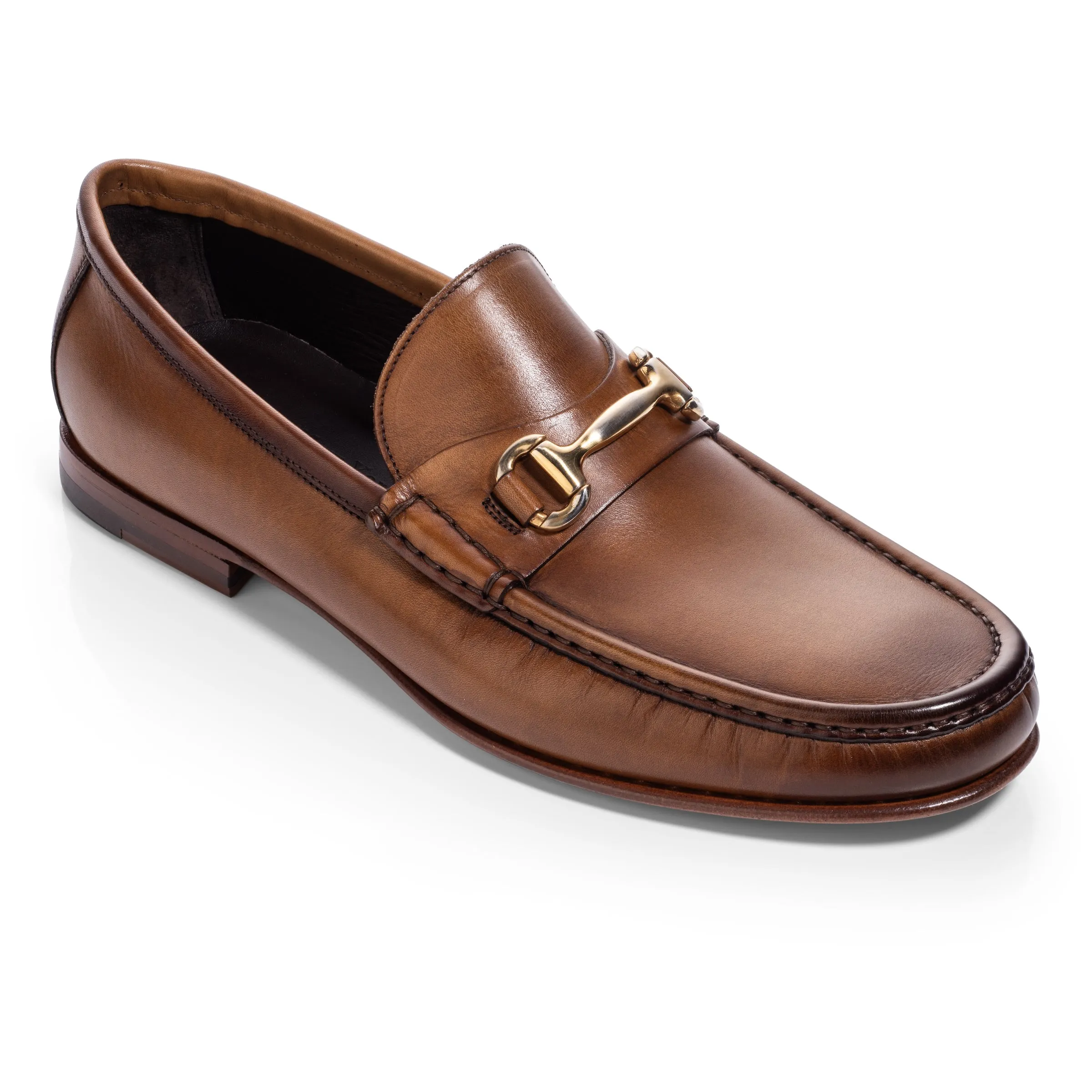 Watts Burnished Tan Leather Bit Loafers