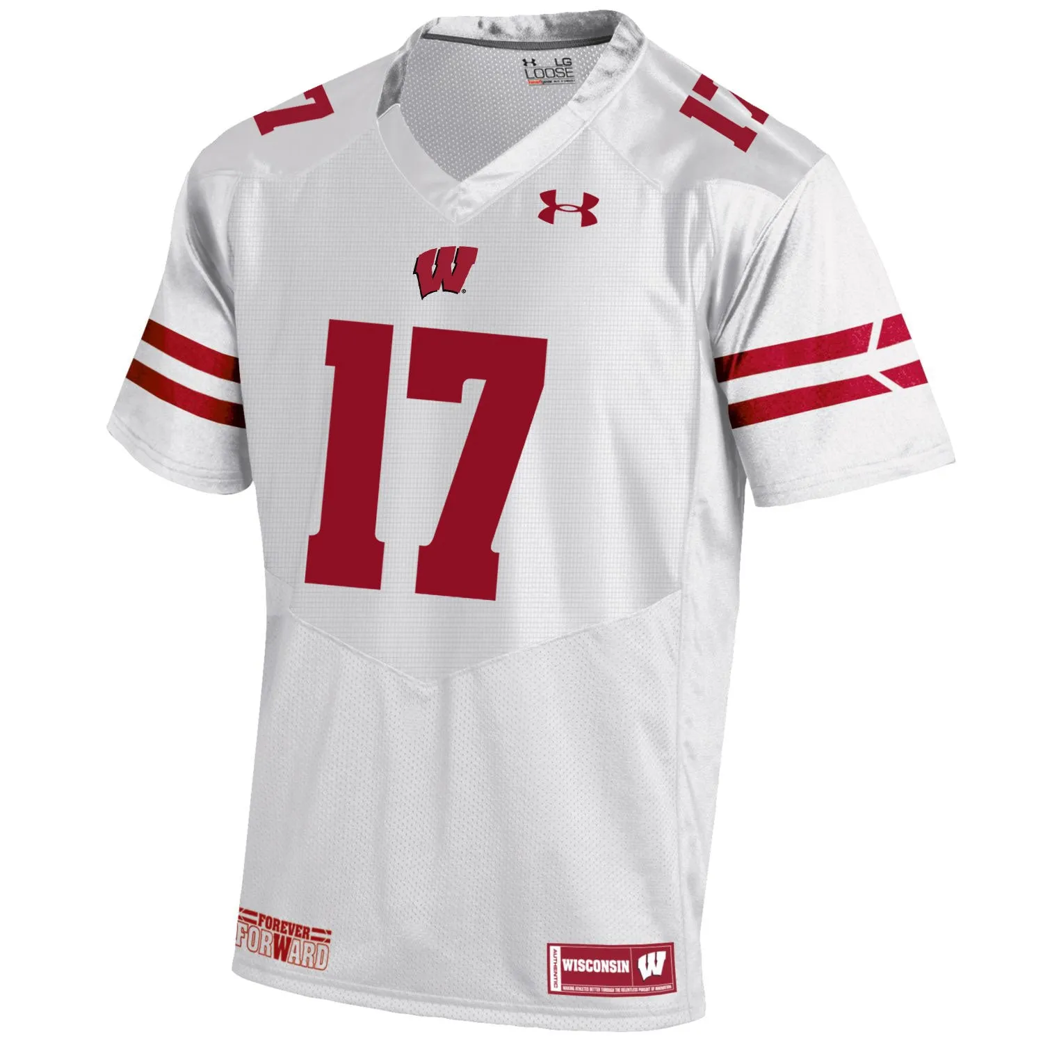 Wisconsin Badgers Under Armour HG White On-Field Sideline Football Jersey